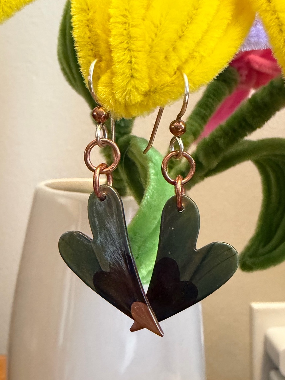 Handmade Heart Dangle Earrings